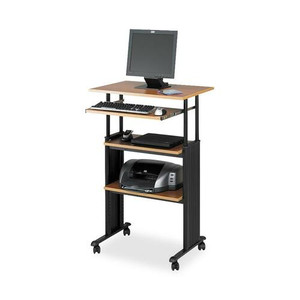 Muv Stand-Up Adjustable-Height Desk, 29.5" X 22" X 35" To 49", Oak/black (SAF1929MO) View Product Image