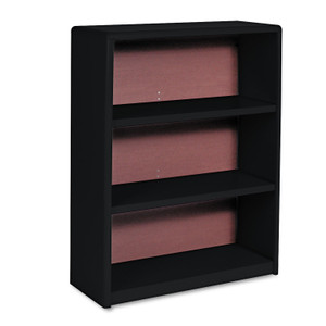 Safco Value Mate Series Metal Bookcase, Three-Shelf, 31.75w x 13.5d x 41h, Black View Product Image