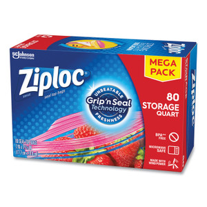 Ziploc Seal Top Bags, Quart, 7.44" x 7", Clear, 80/Box View Product Image