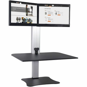 Victor High Rise Electric Dual Monitor Height Adjustable Standing Desk Workstation - Up to 25" Screen Support - 25 lb Load Capacity - 20" Height x 28" Width x 23" Depth - Desktop, Tabletop - Wood, Steel, Aluminum Product Image 