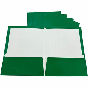 Business Source Letter Pocket Folder - 8 1/2" x 11" - 100 Sheets Capacity - 2 Internal Pocket(s) - Card Paper - Green Product Image 