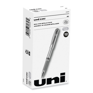 uniball IMPACT Gel Pen, Stick, Medium 1 mm, Silver Metallic Ink, Silver Barrel (UBC60658) View Product Image