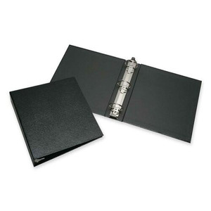 SKILCRAFT Round Ring Binder, 2" Capacity, Leather Grain, Black (NSN5308881) View Product Image