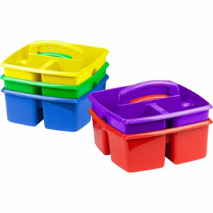 Storex Classroom Caddy - 3 Compartment(s) - 5.25" Height x 9.25" Width x 9.25" Depth - Handle, Washable, Stackable, Impact Resistant, Dishwasher Safe, Durable - 50% Recycled - Blue Product Image 