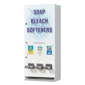 Vend-Rite Coin-Operated Soap Vender, 3-Column, 16.25 x 9.5 x 37.75, White/Blue (VEN394100) View Product Image