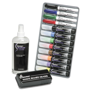 AbilityOne 7520013656126 SKILCRAFT 12-Marker Dry Erase System, Assorted Tip Sizes/Types, Assorted Colors, 12/Kit (NSN3656126) View Product Image