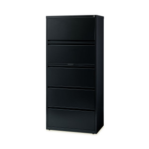 Lateral File Cabinet, 5 Letter/Legal/A4-Size File Drawers, Black, 30 x 18.62 x 67.62 (HID14980) View Product Image