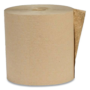 Eco Green Recycled Hardwound Paper Towels, 1-Ply, 7.88" x 800 ft, 1.8 Core, Kraft, 6 Rolls/Carton View Product Image