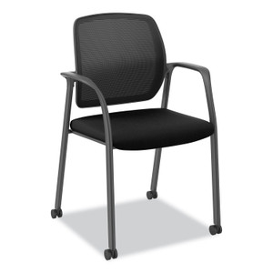HON Nucleus Series Recharge Guest Chair, Supports Up to 300 lb, 17.62" Seat Height, Black Seat/Back, Black Base View Product Image