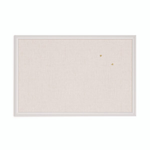 U Brands Linen Bulletin Board with Decor Frame, 30" x 20", Tan Surface, White Wood Frame View Product Image