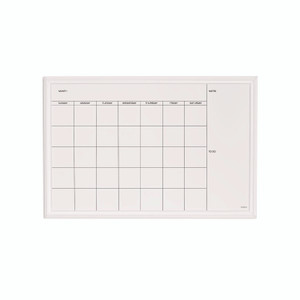 U Brands Magnetic Dry Erase Calendar with Decor Frame, Monthly Planning/Scheduling, 30" x 20", White Surface, White Wood Frame View Product Image