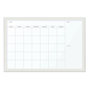 U Brands Magnetic Dry Erase Calendar with Decor Frame, One Month, 30 x 20, White Surface, White Wood Frame (UBR2075U0001) View Product Image