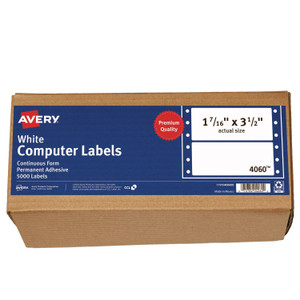 Avery Dot Matrix Printer Mailing Labels, Pin-Fed Printers, 1.44 x 3.5, White, 5,000/Box View Product Image