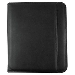 Universal Leather Textured Zippered PadFolio with Tablet Pocket, 10 3/4 x 13 1/8, Black (UNV32665) View Product Image