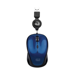 Illuminated Retractable Mouse, USB 2.0, Left/Right Hand Use, Dark Blue (ADEIMOUSES8L) View Product Image