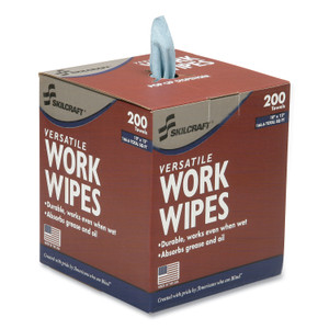 AbilityOne 7920016849744, SKILCRAFT Industrial Work Wipes, 1-Ply, 12 x 10, Blue, 200 Sheets/Box, 8 Boxes/Carton (NSN6849744) View Product Image