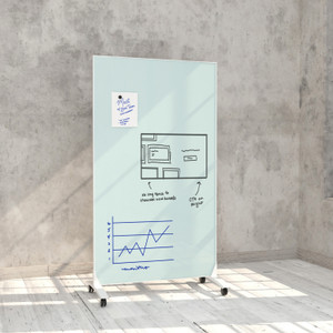 U Brands Double Sided Magnetic Glass Dry-Erase Mobile Floor Easel, 72" X 42" View Product Image