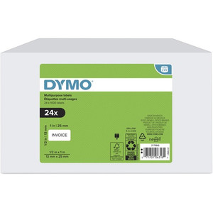 Dymo Multipurpose White Medium Labels - 1" Width x 1/2" Length - Rectangle - Thermal - White - Jam Resistant, Self-adhesive, Hassle-free Product Image 