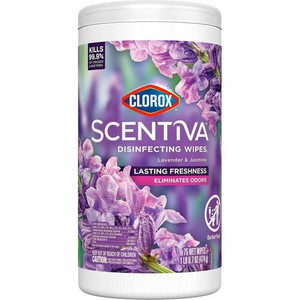 Clorox Scentiva Bleach-Free Cleaning Wipes - Lavender & Jasmine Scent - Bleach-free, Disinfectant, Long Lasting, Deodorize, Odor Neutralizer - White - 75 Tub Product Image 