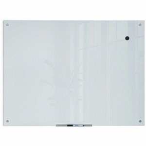 U Brands Magnetic Glass Frameless Dry-Erase Board - 48" (4 ft) Width x 36" (3 ft) Height - Frosted White Tempered Glass Surface - Rectangle - Horizontal/Vertical - Magnetic Product Image 