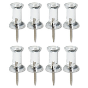 AbilityOne 7510009400935 SKILCRAFT Push Pins, Plastic, Clear, 0.38", 100/Box (NSN9400935) View Product Image