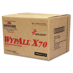 AbilityOne 7920015122412, SKILCRAFT WYPALL X70 Rags, 11 x 16.5, White, 174/Box View Product Image
