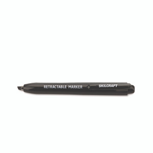 AbilityOne 7520015550297, SKILCRAFT Retractable Permanent Marker, Broad Chisel Tip, Black, 4/Pack View Product Image