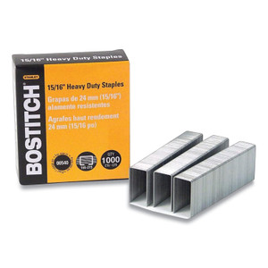 Bostitch Heavy-Duty Premium Staples, 0.94" Leg, 0.5" Crown, Carbon Steel, 1,000/Box (BOSSB351516HC1M) View Product Image