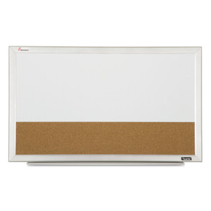 AbilityOne 7110015680402 SKILCRAFT Quartet Cubicle Combination Boards, 22 x 32, Tan/White Surface, White Aluminum Frame (NSN5680402) View Product Image