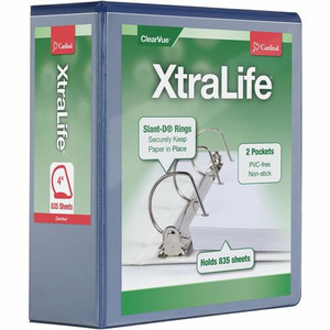 Cardinal Xtralife ClearVue Locking Slant-D Binder - 4" Binder Capacity - Letter - 8 1/2" x 11" Sheet Size - 890 Sheet Capacity - 3 3/5" Spine Width - (CRD26342) Product Image 
