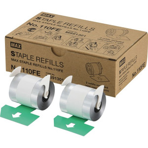 MAX 110Fe Staple Refill - 9/16" Leg - Holds 100 Sheet(s) - for Paper - Silver - 4000 Per Cartridge Product Image 