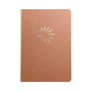 Denik Embossed Canvas Layflat Hardbound Journal, Gold Rise and Shine Artwork, Dotted Rule, Rose-Brown/Cream Cover, 7 x 5, 64 Sheets View Product Image