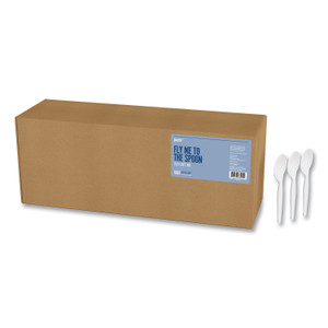 Perk Mediumweight Plastic Cutlery, Teaspoon, White, 1,000/Pack (PRK24390992) View Product Image