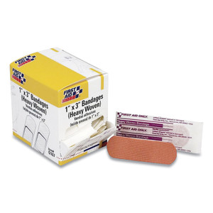 First Aid Only Heavy Woven Adhesive Bandages, Strip, 1 x 3, 50/Box (FAOG167) View Product Image