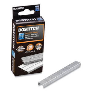 Bostitch Standard Staples, 0.25" Leg, 0.5" Crown, Steel, 5,000/Box (BOSSBS1914CP) View Product Image