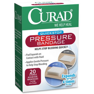 Curad Pressure Adhesive Bandage - 100 - 1" Width x 2.75" Length - Green Product Image 