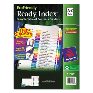 Avery Customizable Table of Contents Ready Index Dividers with Multicolor Tabs, 26-Tab, A to Z, 11 x 8.5, White, 1 Set (AVE11085) View Product Image