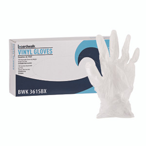 Boardwalk Exam Vinyl Gloves, Powder/Latex-Free, 3 3/5 mil, Clear, Small, 100/Box View Product Image