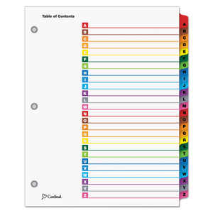 Cardinal OneStep Printable Table of Contents and Dividers, 26-Tab, A to Z, 11 x 8.5, White, Assorted Tabs, 1 Set (CRD60218) View Product Image