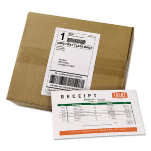 Avery Shipping Labels with Paper Receipt Bulk Pack, Inkjet/Laser Printers, 5.06 x 7.63, White, 100/Box (AVE27900) Product Image 