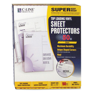 C-Line Super Heavyweight Vinyl Sheet Protectors, Clear, 2 Sheets, 11 x 8.5, 50/Box (CLI61013) View Product Image