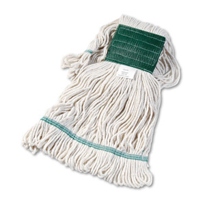 Boardwalk Super Loop Wet Mop Head, Cotton/Synthetic Fiber, 5" Headband, Medium Size, White (BWK502WHEA) View Product Image