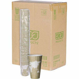 Eco-Products 16 oz World Art Insulated Hot Beverage Cups - 16 fl oz - Tan - Hot Drink Product Image 