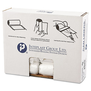 Inteplast Group High-Density Commercial Can Liners, 10 gal, 8 mic, 24" x 24", Natural, 50 Bags/Roll, 20 Rolls/Carton (IBSS242408N) View Product Image