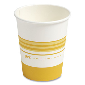Perk Paper Hot Cups, 8 oz, White/Yellow, 50/Pack View Product Image