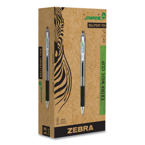 Zebra ECO Jimnie Clip Ballpoint Pen, Retractable, Medium 1 mm, Black Ink, Smoke Barrel, 12/Pack (ZEB22510) View Product Image