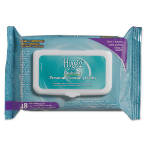Sani Professional Hygea Flushable Personal Cleansing Cloths, 6 1/4x5 3/8, White,48/Pack,12/Carton View Product Image