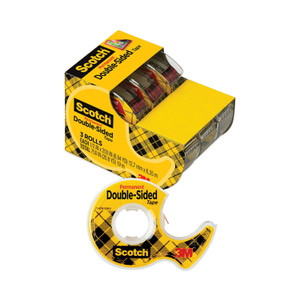 Scotch Double-Sided Permanent Tape in Handheld Dispenser, 1" Core, 0.5" x 20.83 ft, Clear, 3/Pack (MMM3136) View Product Image