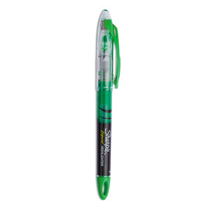 Sharpie Liquid Pen Style Highlighters, Fluorescent Green Ink, Chisel Tip, Green/Black/Clear Barrel, Dozen (SAN1754468) View Product Image