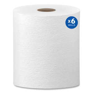 Kleenex Hard Roll Paper Towels with Premium Absorbency Pockets, 1-Ply, 8" x 600 ft, 1.75" Core, White, 6 Rolls/Carton (KCC50606) View Product Image